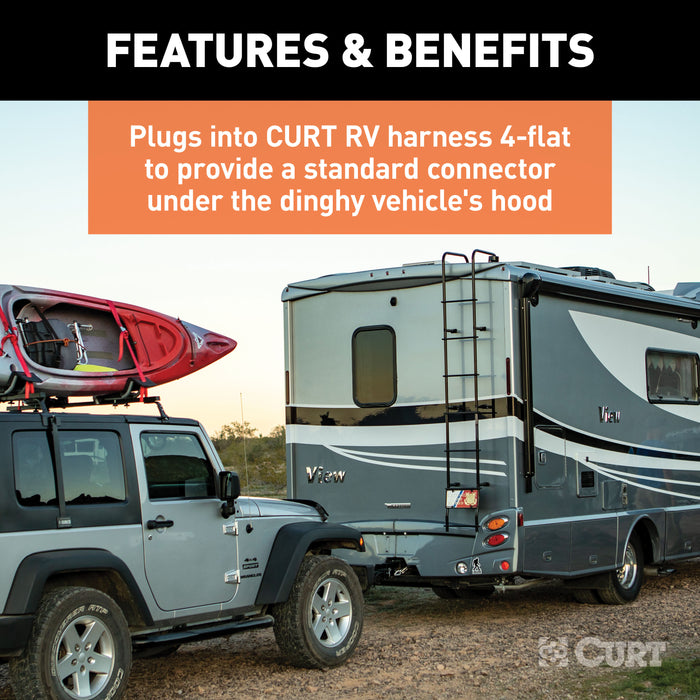 CURT 58981 CURT 58981 4-Way Flat Vehicle-Side to 6-Way Round Wiring Adapter; Dinghy Towing - Truck Part Superstore