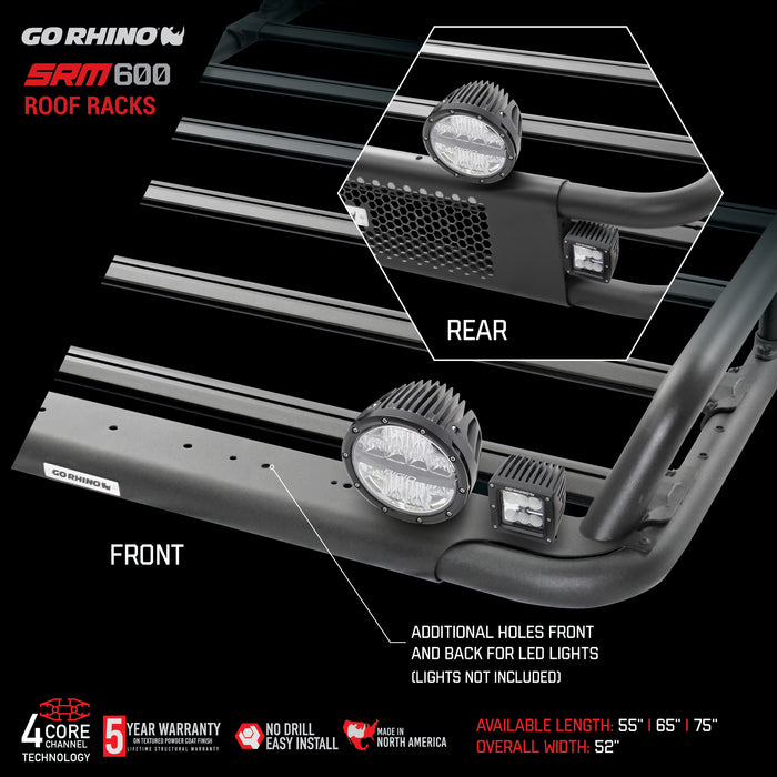 Go Rhino 5936065T SRM600 65" Tubular Basket-Style Roof Rack - Truck Part Superstore