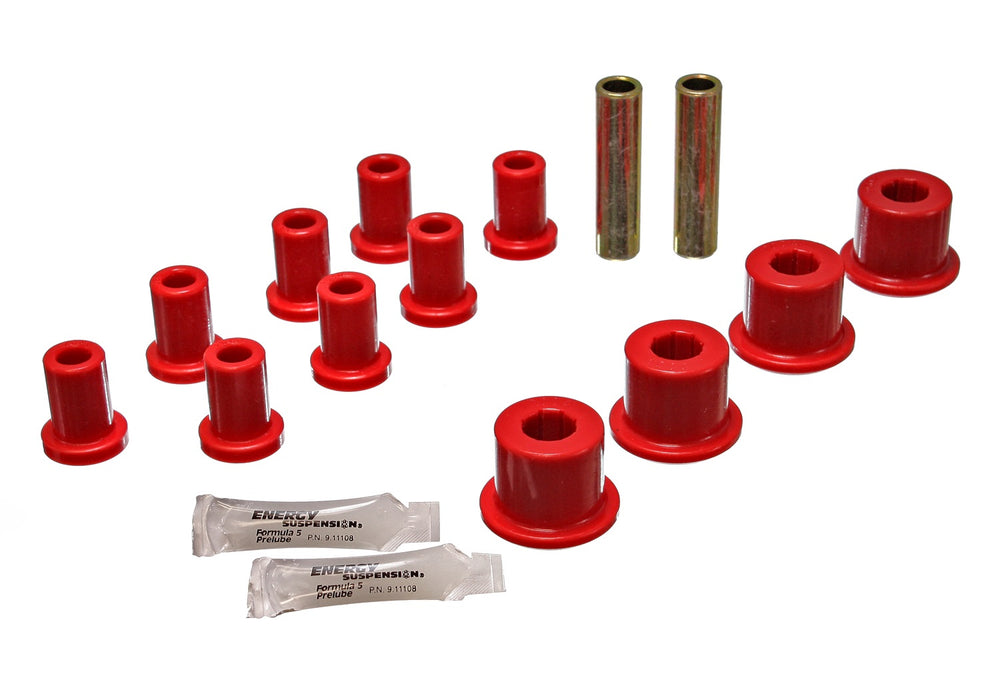 Energy Suspension 5.2105R Leaf Spring Bushing Set; Red; Rear; Performance Polyurethane; - Truck Part Superstore