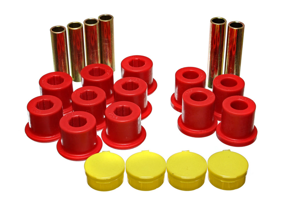 Energy Suspension 5.2114R Leaf Spring Bushing Set; Red; Rear; Performance Polyurethane; - Truck Part Superstore