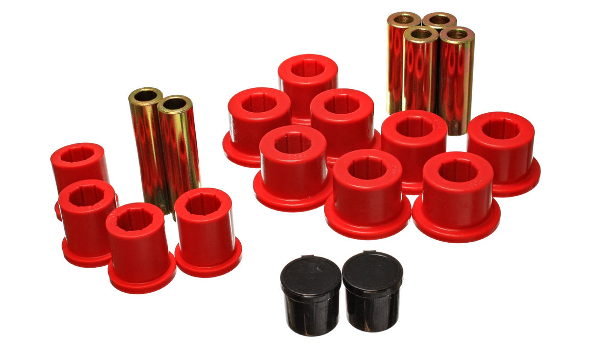 Energy Suspension 5.2118R Leaf Spring Bushing Set; Red; Rear; Performance Polyurethane; - Truck Part Superstore