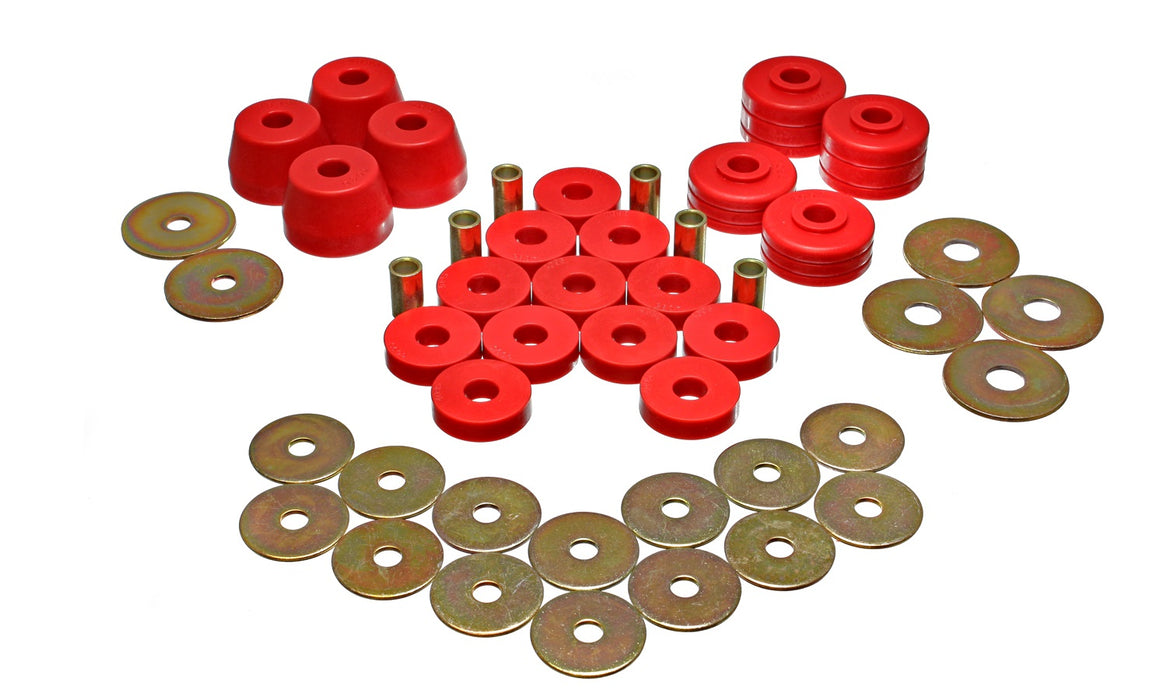 Energy Suspension 5.4102R Body Cab Mount Set; Red; Performance Polyurethane; - Truck Part Superstore