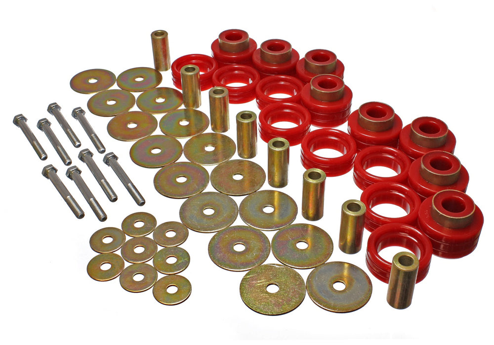 Energy Suspension 5.4112R Body Mount Set; Red; Performance Polyurethane; Body Frame Mounts; - Truck Part Superstore
