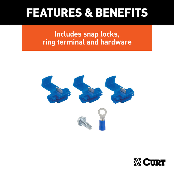 CURT 58344 4-Way Flat Connector Plug/Socket with 12in. Wires Each/Hardware (Packaged) - Truck Part Superstore