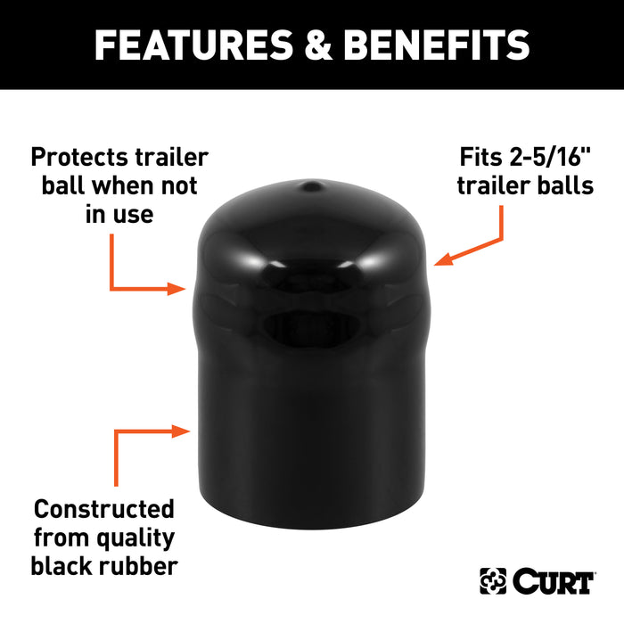 CURT 21811 CURT 21811 Black Rubber Trailer Hitch Ball Cover; 2-5/16-Inch Diameter - Truck Part Superstore