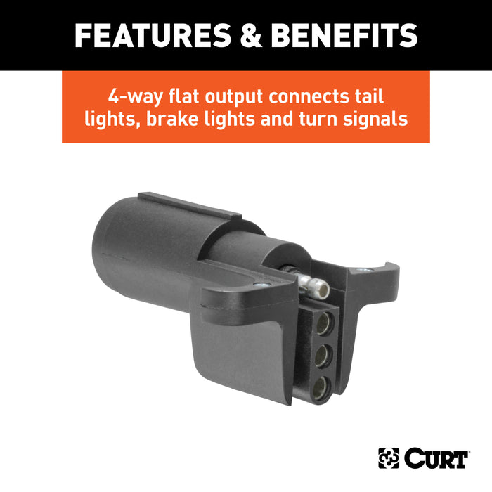 CURT 57620 CURT 57620 6-Way Round Vehicle Side to 4-Way Flat Trailer Wiring Adapter - Truck Part Superstore