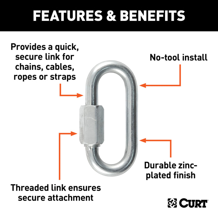 CURT 82901 5/16in. Quick Link (8;800 lbs. Breaking Strength; Packaged) - Truck Part Superstore