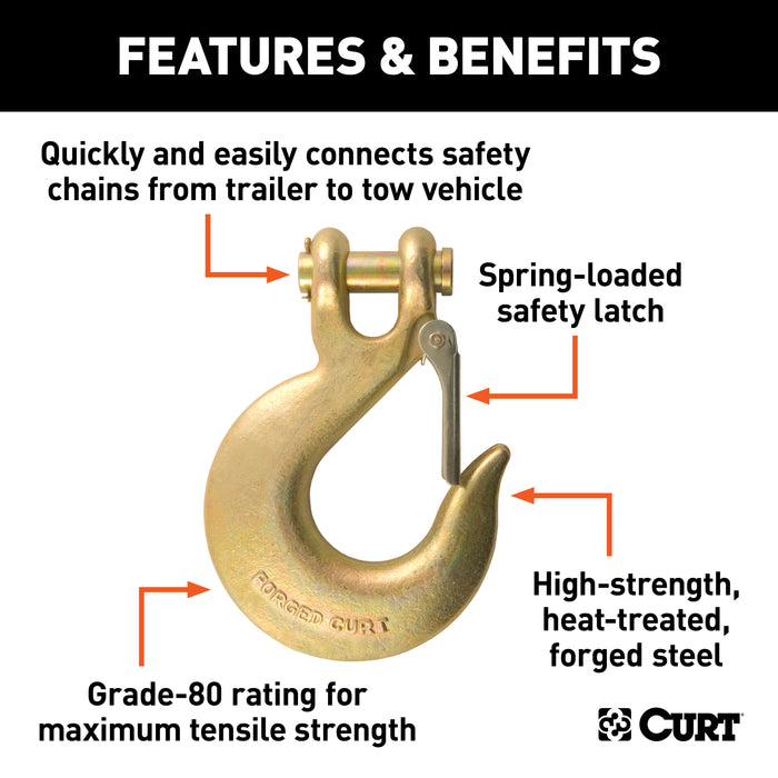 CURT 81920 5/8in. Safety Latch Clevis Hook (65;000 lbs; 5/8in. Pin) - Truck Part Superstore