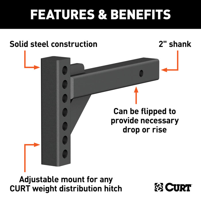 CURT 17102 Weight Distribution Shank (2in. Shank; 2in. Drop; 6in. Rise) - Truck Part Superstore