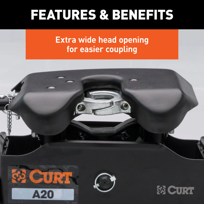 CURT 16092 A20 5th Wheel Hitch; Select Silverado; Sierra 2500; 3500 HD; 8ft. Bed Puck Syste - Truck Part Superstore