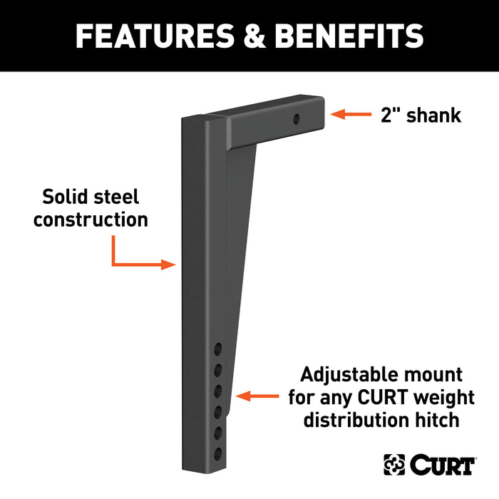CURT 17125 Weight Distribution Shank (2in. Shank; 14-1/2in. Drop) - Truck Part Superstore