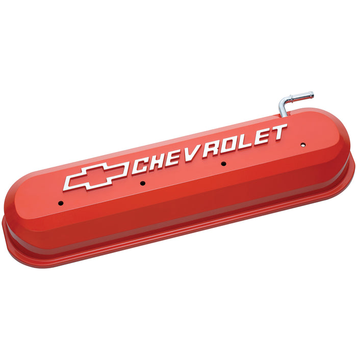 Proform 141-261 Engine Valve Covers; Tall Style; Die Cast; Orange with Bowtie Logo; LS Engines - Truck Part Superstore