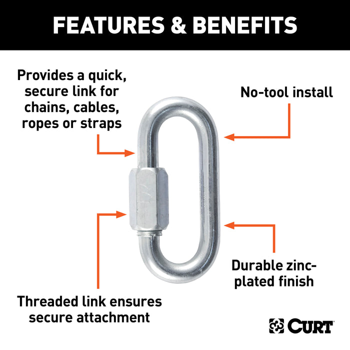 CURT 82931 7/16in. Quick Link (13;200 lbs. Breaking Strength) - Truck Part Superstore