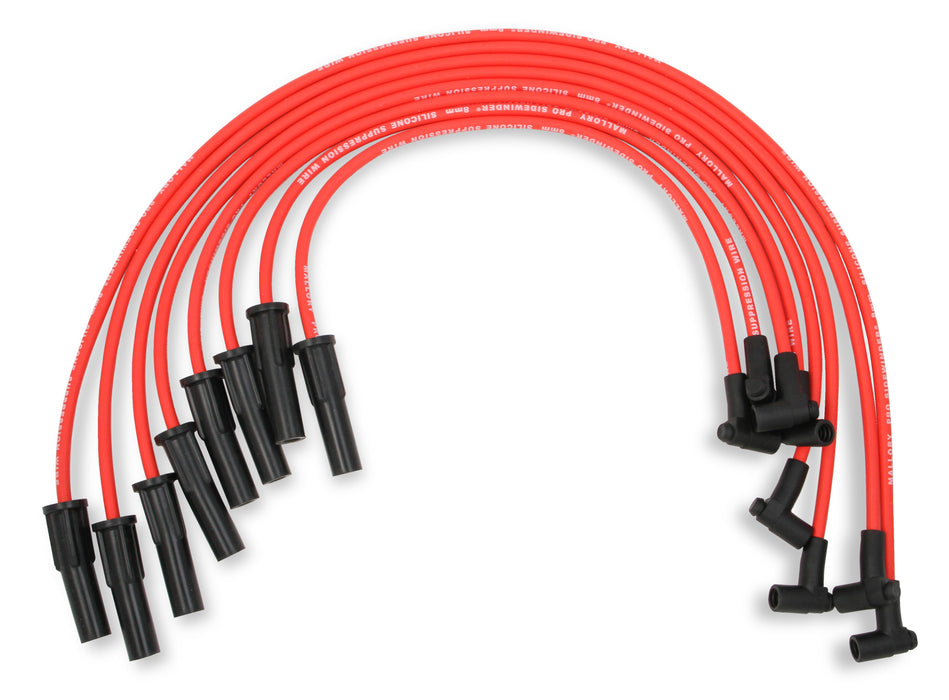 Mallory 601 Pro Wire Set; 8mm Red Silicone Jacket; Black Plug Boots; - Truck Part Superstore