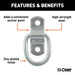 CURT 83730 1in. x 1-1/4in. Surface-Mounted Tie-Down D-Ring (1;200 lbs; Clear Zinc) - Truck Part Superstore