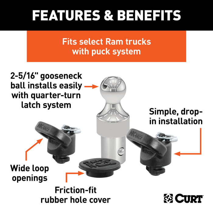 CURT 60638 OEM Puck System 2-5/16in. Gooseneck Kit; Ram (38K) - Truck Part Superstore