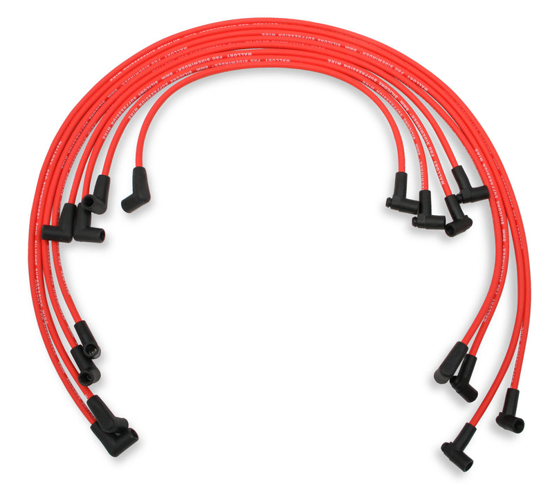 Mallory 606 Pro Wire Set; 8mm Red Silicone Jacket; Black Plug Boots; - Truck Part Superstore