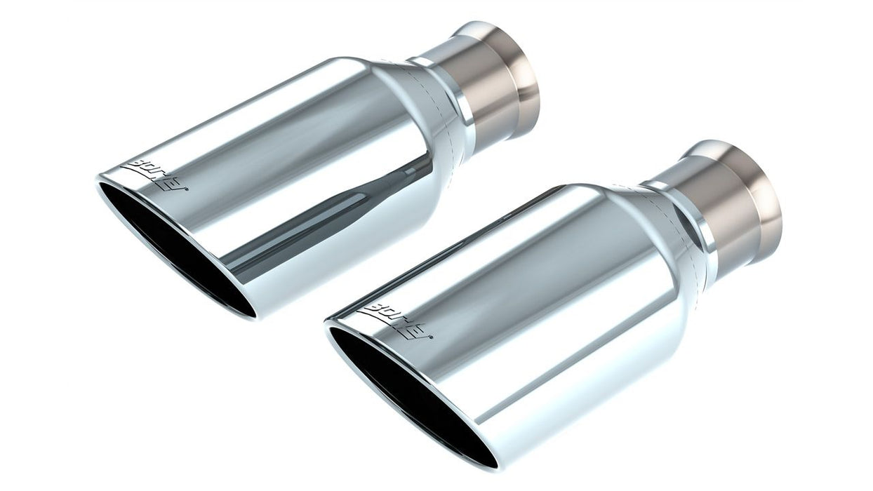 Borla 60718 Connection Pipes - Tip Kit Single Round Rolled Edge Angle-Cut Bright Chrome - Truck Part Superstore