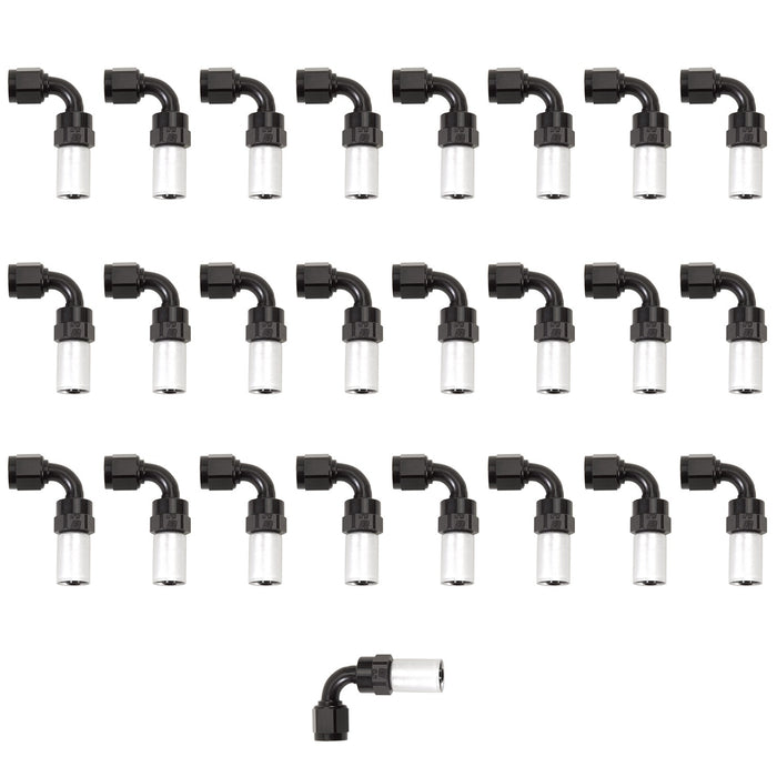 Russell 610488 Pro Classic 90 Deg. Crimp On Hose End; Black/Silver; -6AN; 25 pc.; - Truck Part Superstore