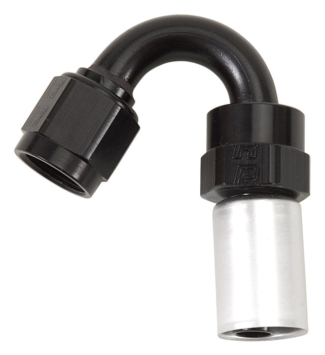 Russell 610503 Pro Classic Crimp On 150 Deg. Hose End; Black/Silver; -6AN; - Truck Part Superstore