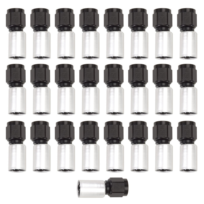 Russell 610528 Straight ProClassic Crimp On Hose End; Black/Silver; -8AN; 25 pc.; - Truck Part Superstore