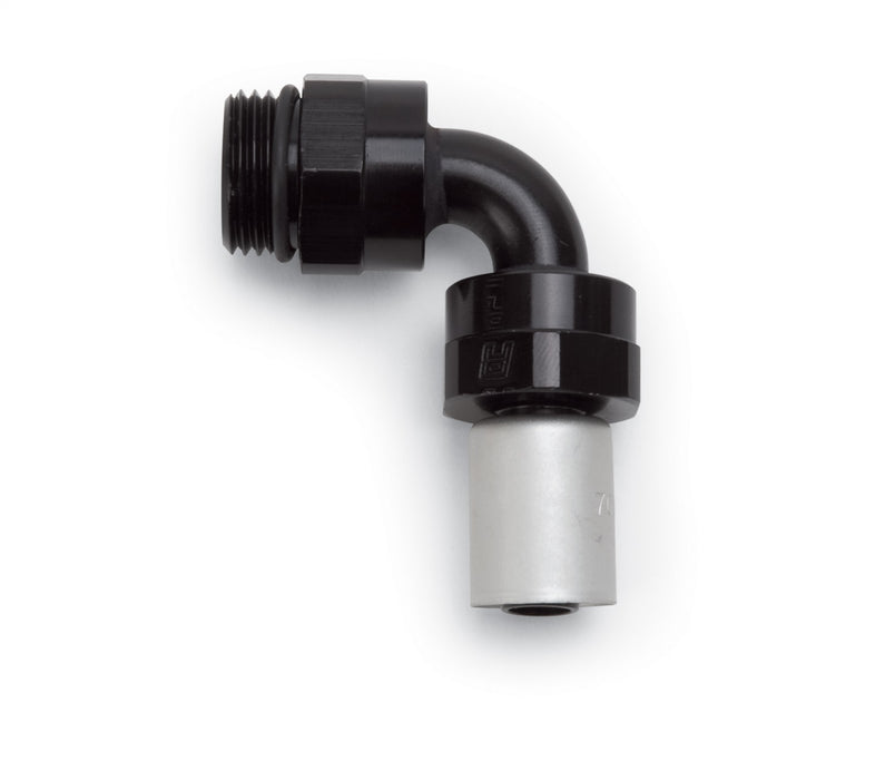 Russell 610810 Crimp On Hose End; -6 SAE Port Male To -6 Hose; 90 Degree; Black Anodized; - Truck Part Superstore