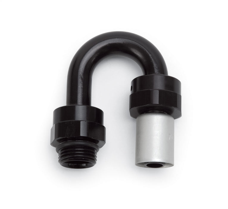 Russell 610820 Crimp On Hose End; -6 SAE Port Male To -6 Hose; 180 Degree; Black Anodized; - Truck Part Superstore