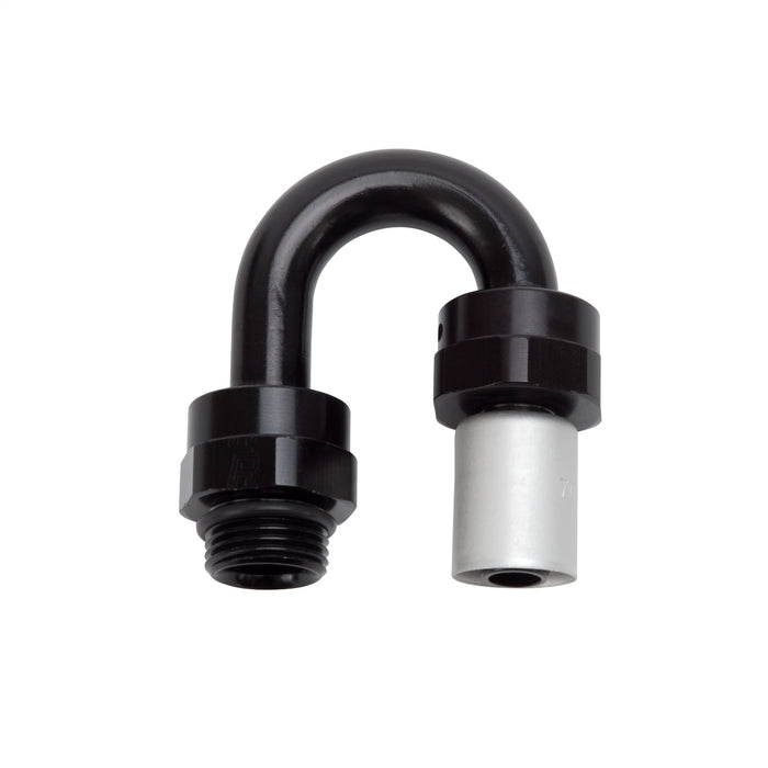 Russell 610850 Crimp On Hose End; -8 SAE Port Male To -8 Hose; 180 Degree; Black Anodized; - Truck Part Superstore