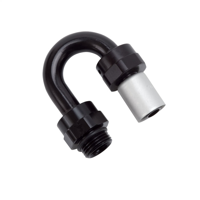 Russell 610850 Crimp On Hose End; -8 SAE Port Male To -8 Hose; 180 Degree; Black Anodized; - Truck Part Superstore