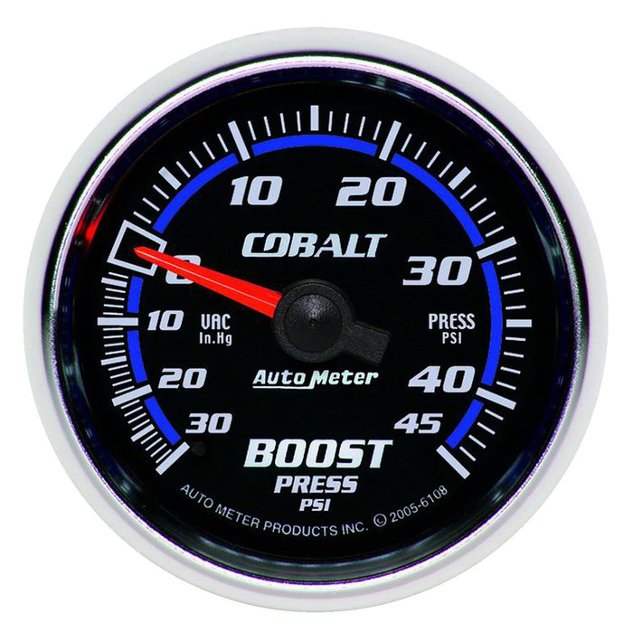 AutoMeter 6108 GAUGE; VAC/BOOST; 2 1/16in.; 30INHG-45PSI; MECHANICAL; COBALT - Truck Part Superstore