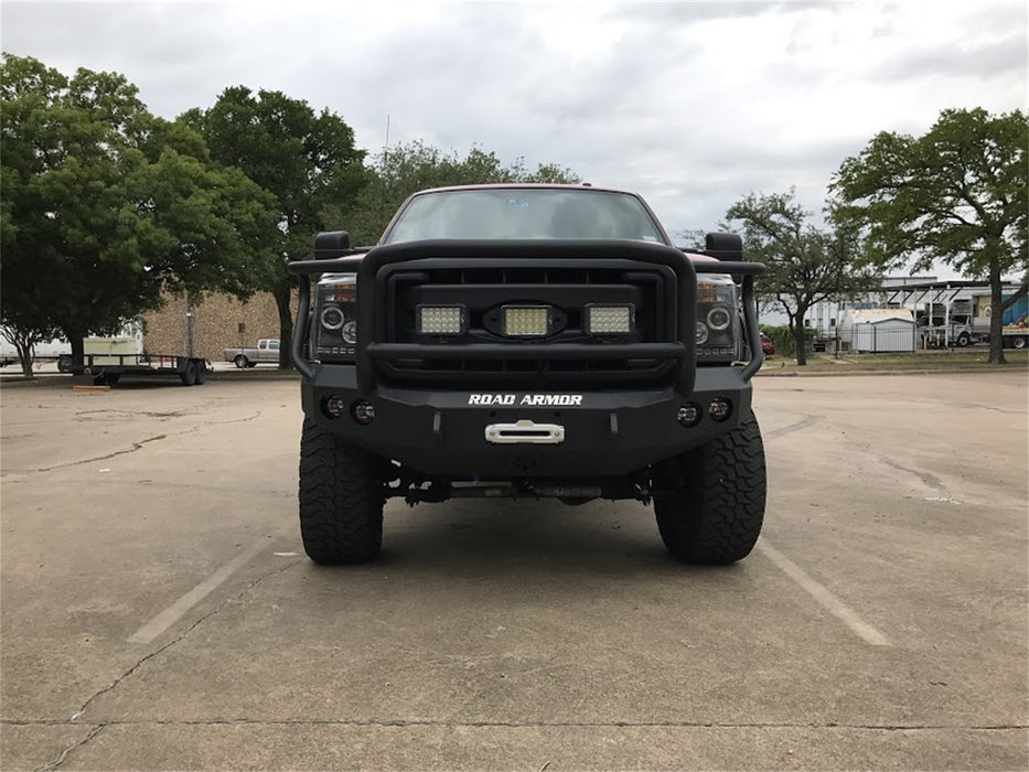 Road Armor 61105B Stealth Winch Front Bumper; Lonestar Guard; Satin Black; Round Fog Light Holes; - Truck Part Superstore