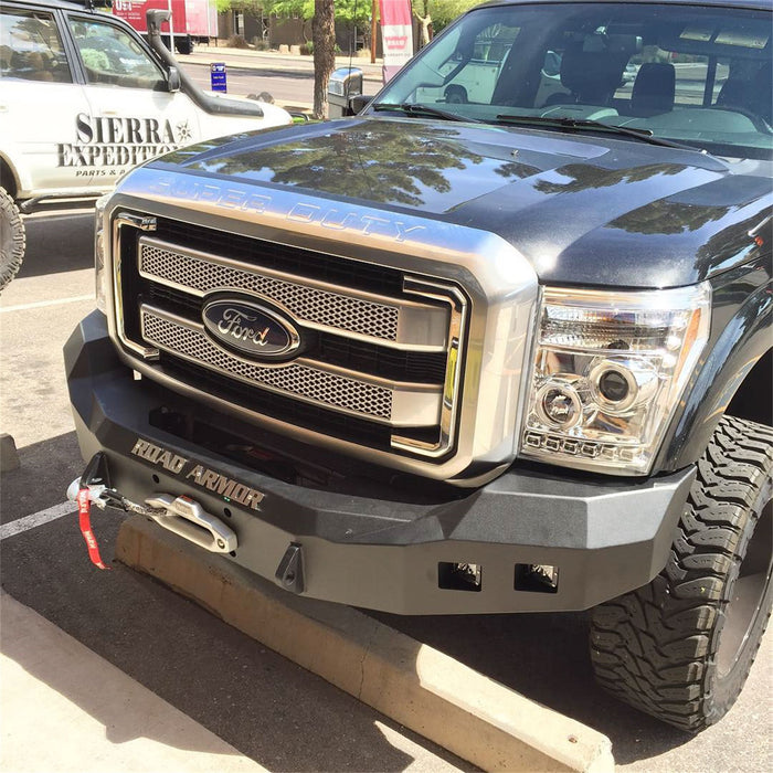 Road Armor 611R0B Stealth Winch Front Bumper; Satin Black; Square Fog Light Holes; - Truck Part Superstore