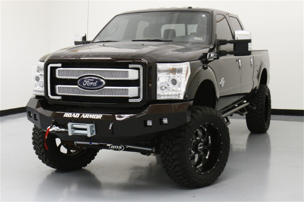 Road Armor 611R0B Stealth Winch Front Bumper; Satin Black; Square Fog Light Holes; - Truck Part Superstore