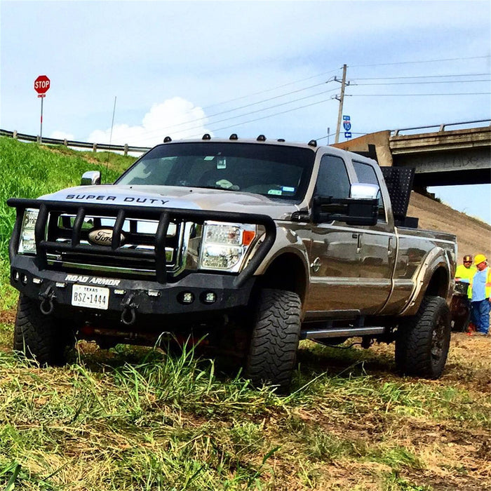 Road Armor 611R2B Stealth Winch Front Bumper; Titan II Guard; Satin Black; Square Fog Light Holes; - Truck Part Superstore