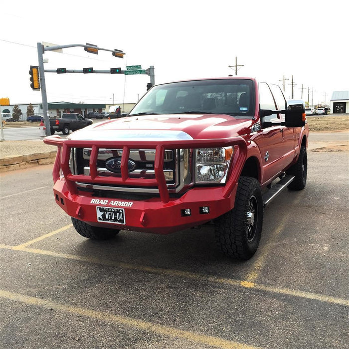 Road Armor 611R2B Stealth Winch Front Bumper; Titan II Guard; Satin Black; Square Fog Light Holes; - Truck Part Superstore