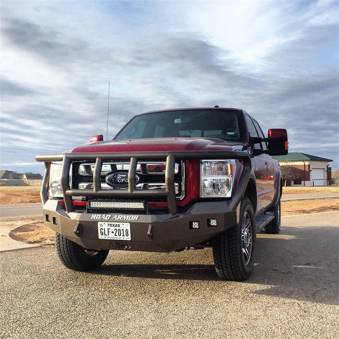 Road Armor 611R2B Stealth Winch Front Bumper; Titan II Guard; Satin Black; Square Fog Light Holes; - Truck Part Superstore
