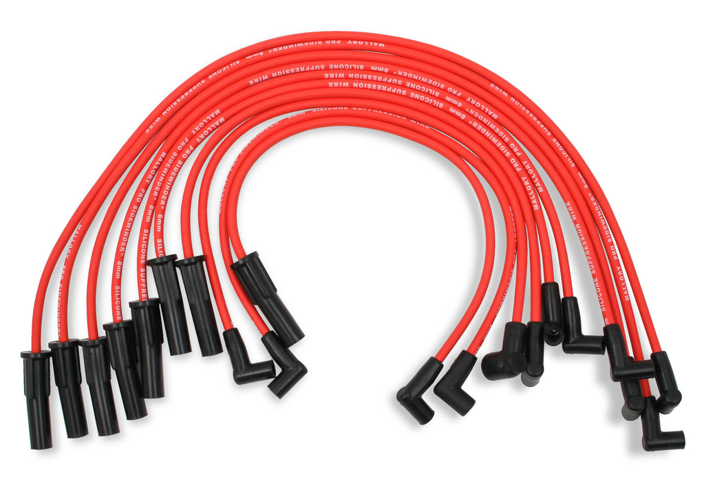 Mallory 611 Pro Wire Set; 8mm Red Silicone Jacket; Black Plug Boots; - Truck Part Superstore