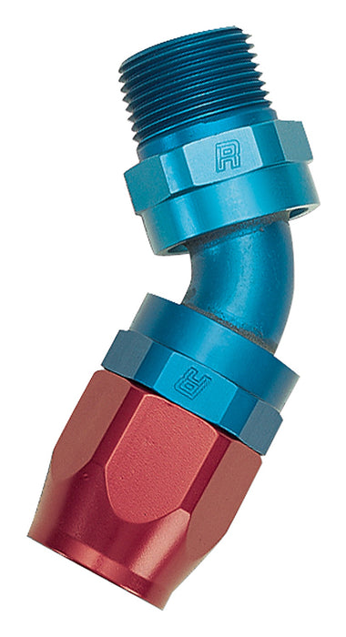 Russell 612030 Full Flow Pipe Thread 45 Deg. Swivel Hose End; Red/Blue; -10AN; 0.5 in. NPT; - Truck Part Superstore