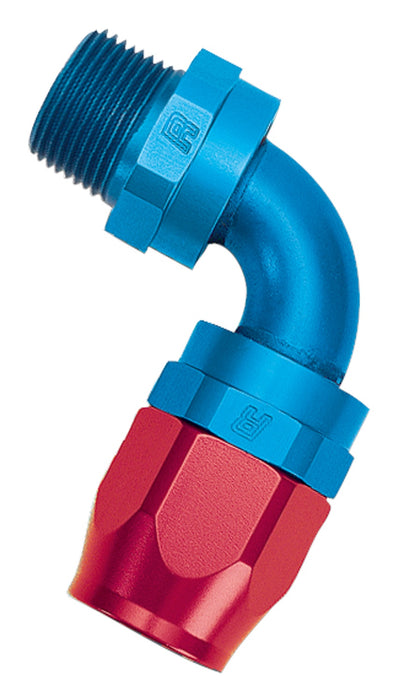 Russell 612170 Full Flow Pipe Thread 90 Deg. Swivel Hose End; Red/Blue; -06AN; 1/8 in. NPT; - Truck Part Superstore