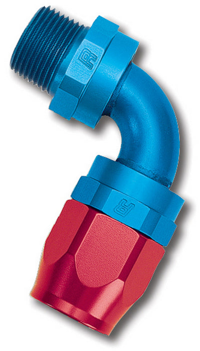 Russell 612180 Full Flow Pipe Thread 90 Deg. Swivel Hose End; Red/Blue; -06AN; 3/8 in. NPT; - Truck Part Superstore