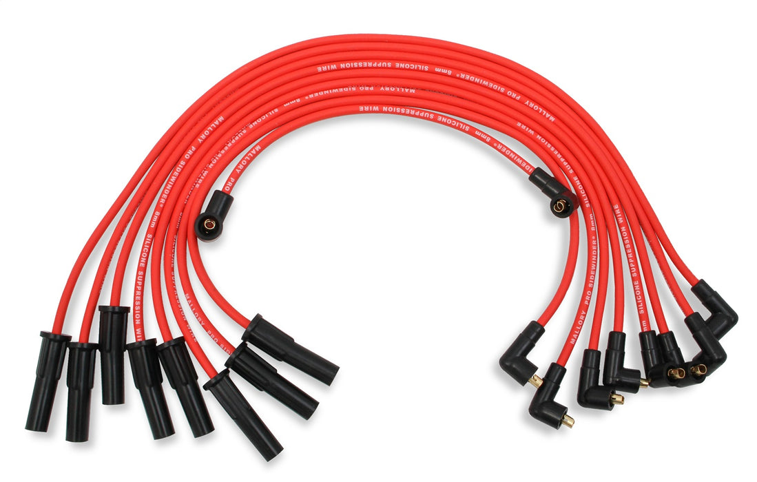 Mallory 612 Pro Wire Set; Socket Style Cap; 8mm Red Silicone Jacket; Black Plug Boots; - Truck Part Superstore