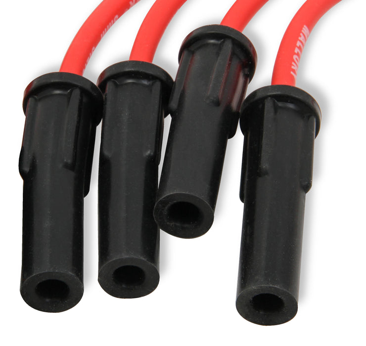 Mallory 612 Pro Wire Set; Socket Style Cap; 8mm Red Silicone Jacket; Black Plug Boots; - Truck Part Superstore
