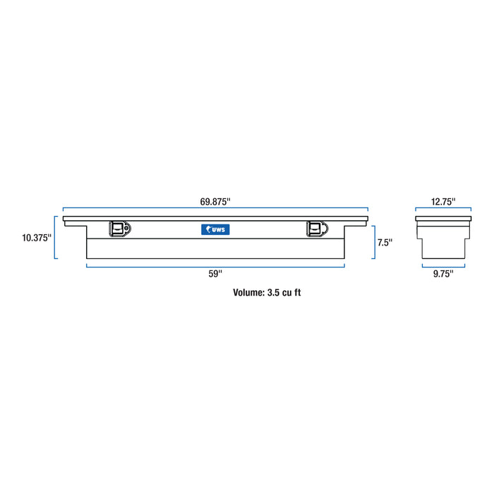 UWS TBS-69-SL-LP-B Gloss Black Aluminum 69in. Slim Truck Tool Box; Low Profile (LTL Shipping Only) - Truck Part Superstore