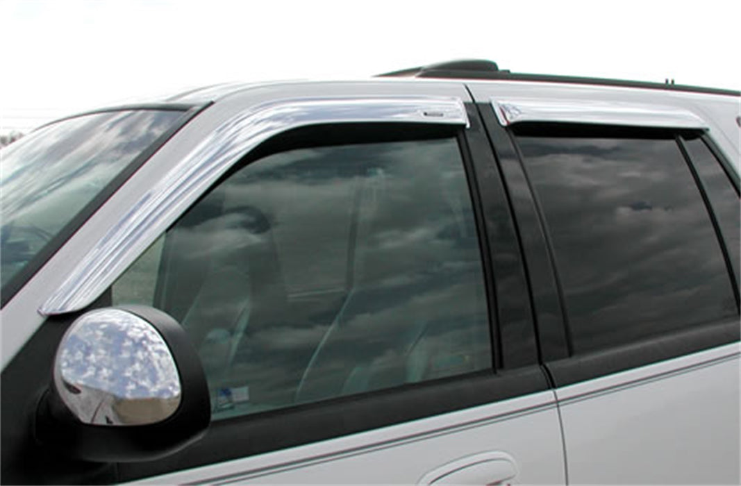 Stampede 6140-8 Tape-Onz™ Sidewind Deflector 4 pc.; Chrome; - Truck Part Superstore