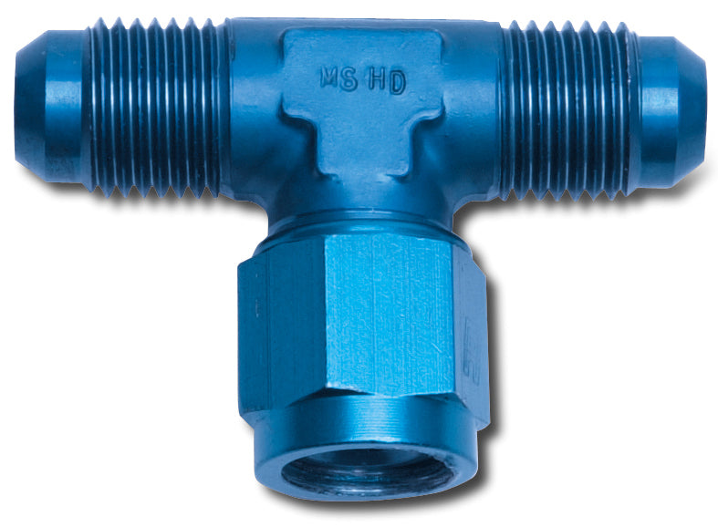 Russell 614304 AN Tee-Female AN On Side Adapter; Blue Anodized; -4AN; - Truck Part Superstore