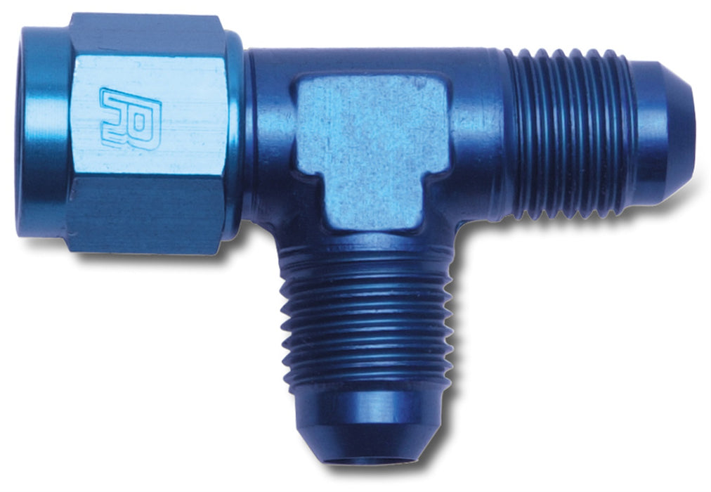 Russell 614410 AN Tee-Female AN On Run Adapter; Blue Anodized; Hose End Size -10AN; - Truck Part Superstore