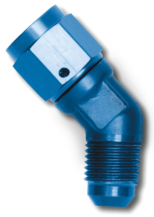 Russell 614708 45 Deg. Female AN To Male AN Adapter Fitting; Blue Anodized; Hose End Size -8AN; - Truck Part Superstore