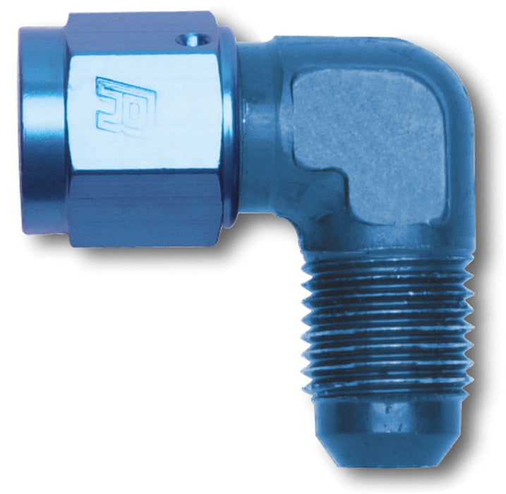 Russell 614808 90 Deg. Female AN To Male AN Adapter Fitting; Blue Anodized; Hose End Size -8AN; - Truck Part Superstore