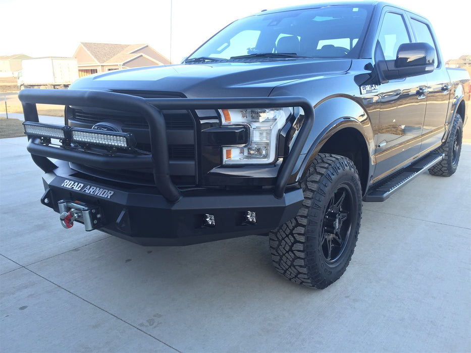 Road Armor 615R5B Stealth Winch Front Bumper; Lonestar Guard; Satin Black; Square Fog Light Holes; - Truck Part Superstore