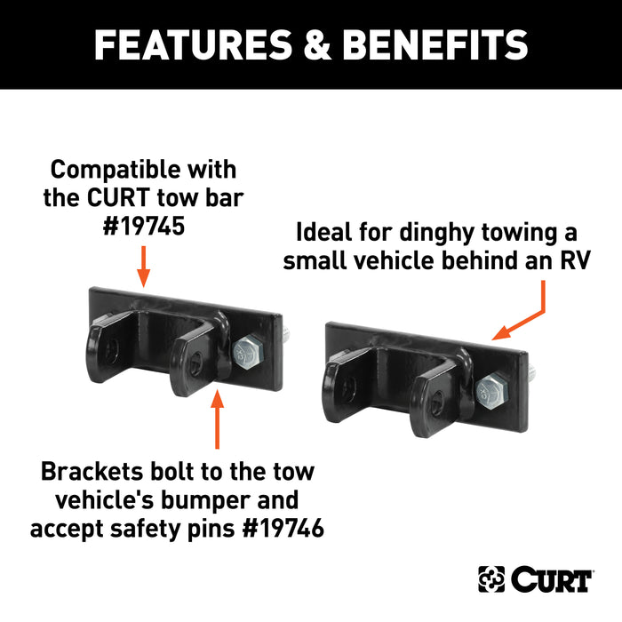CURT 19748 CURT 19748 Adjustable Bolt-On Tow Bar Bumper Brackets; 2-Pack - Truck Part Superstore